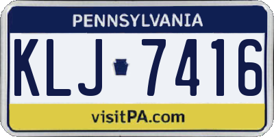 PA license plate KLJ7416