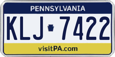 PA license plate KLJ7422