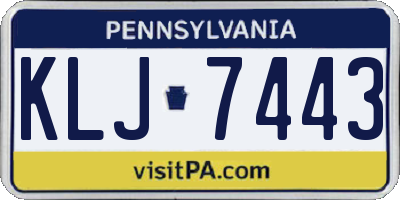 PA license plate KLJ7443