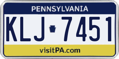 PA license plate KLJ7451