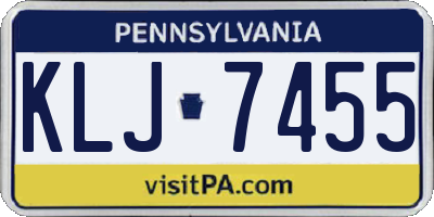 PA license plate KLJ7455