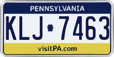 PA license plate KLJ7463