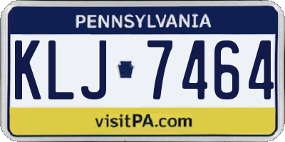 PA license plate KLJ7464