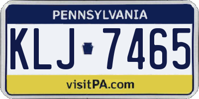 PA license plate KLJ7465