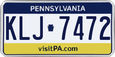 PA license plate KLJ7472