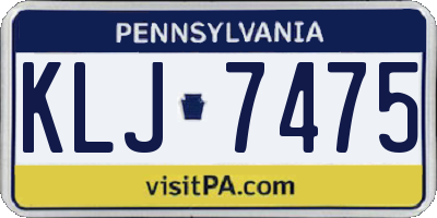 PA license plate KLJ7475