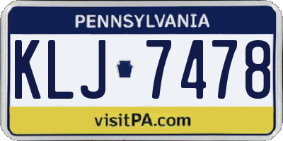 PA license plate KLJ7478