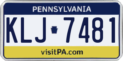 PA license plate KLJ7481