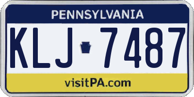 PA license plate KLJ7487