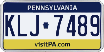 PA license plate KLJ7489