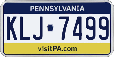 PA license plate KLJ7499