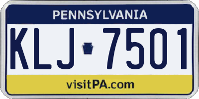 PA license plate KLJ7501
