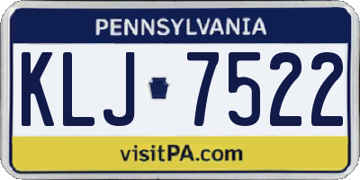 PA license plate KLJ7522