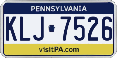 PA license plate KLJ7526