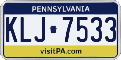 PA license plate KLJ7533