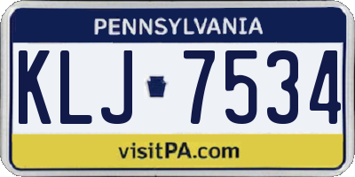 PA license plate KLJ7534