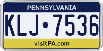 PA license plate KLJ7536