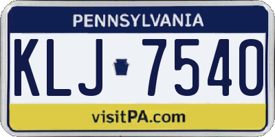 PA license plate KLJ7540