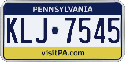 PA license plate KLJ7545
