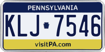 PA license plate KLJ7546