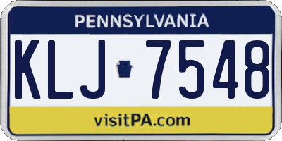 PA license plate KLJ7548