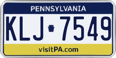 PA license plate KLJ7549