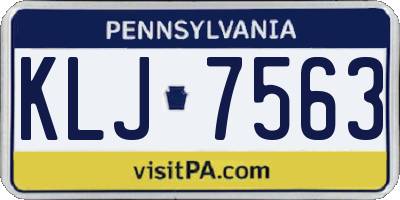 PA license plate KLJ7563