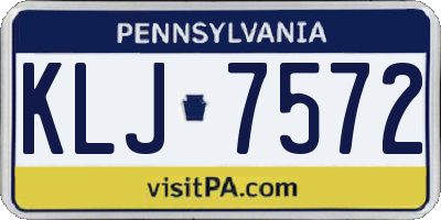PA license plate KLJ7572