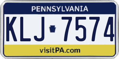 PA license plate KLJ7574