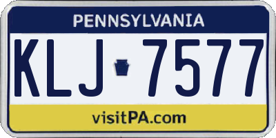PA license plate KLJ7577