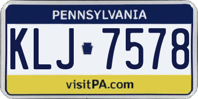 PA license plate KLJ7578