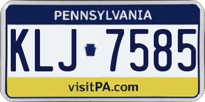 PA license plate KLJ7585