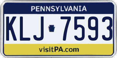 PA license plate KLJ7593