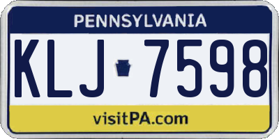 PA license plate KLJ7598