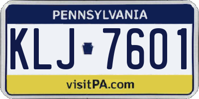 PA license plate KLJ7601