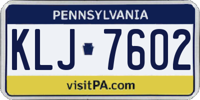 PA license plate KLJ7602