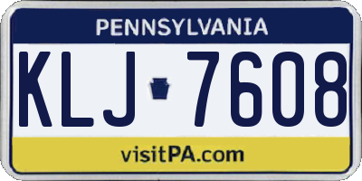 PA license plate KLJ7608