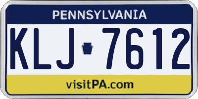 PA license plate KLJ7612
