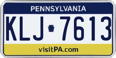 PA license plate KLJ7613