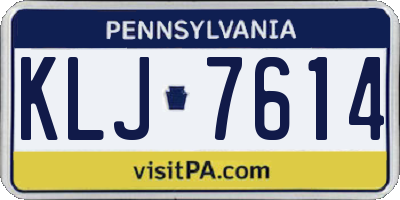 PA license plate KLJ7614
