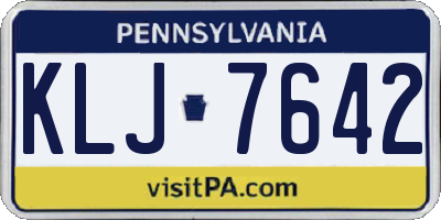 PA license plate KLJ7642