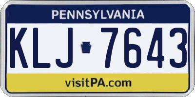 PA license plate KLJ7643