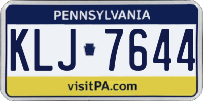 PA license plate KLJ7644