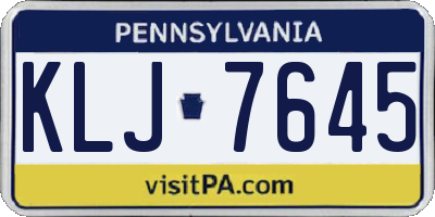 PA license plate KLJ7645