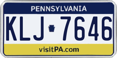 PA license plate KLJ7646