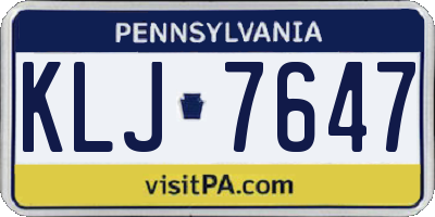 PA license plate KLJ7647