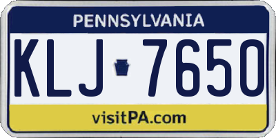 PA license plate KLJ7650