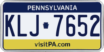 PA license plate KLJ7652