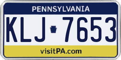 PA license plate KLJ7653