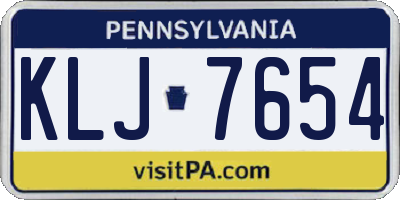 PA license plate KLJ7654